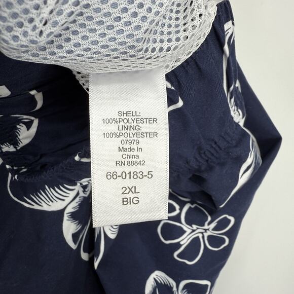 KingSize Big Tall Mens Hibiscus Print 8" Swim Trunks size 2X Navy Blue KS Island - Picture 6 of 7